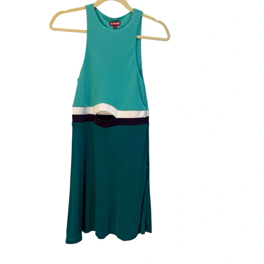 STAUD Blue Sleeveless Maxi Dress Women’s Mesh Lined 100%‎ Viscose Long A-Line